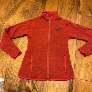 Red Patagonia sweater zip up. Perfect condition. Work maybe 5 times. Slim fit